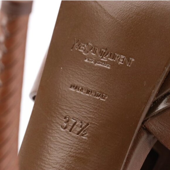 AUTH Yves Saint Laurent Amber Leather Tribute Platform Heel T-Strap Sandals EUC - Picture 6 of 7
